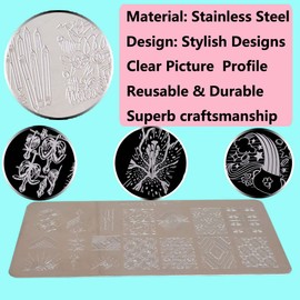 Beaufy Nail Stamping Plates Kit Set Decoration Transfer Image Art Template Manicure Tool Christmas Design Party Birthday Festivals Holiday New Year Favor Gift for Girl Women Pack of 6 (Antique)
