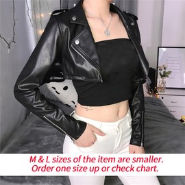 HeiBai Xiong Cropped Leather Jacket Goth Moto Half Jackets For Women Short Crop Top Emo Alt Y2K Steampunk
