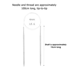 Circular Knitting Needles 40inch (100cm x 4mm) Stainless Steel Metal Round Knitting Needles with 10 Sturdy Stitch Markers