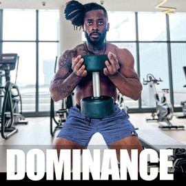 Anthem Athletics Dominance - Pantalones cortos de gimnasio para hombre de 5 y 7 pulgadas, con bolsillo con cierre para culturismo, levantamiento, entrenamiento y correr, Azul marino de hierro, M