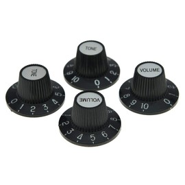 KAISH 4X Black with Silver Cap LP Guitar Witch Hat Knobs Top Hat Knob for Epiphone Les Paul SG