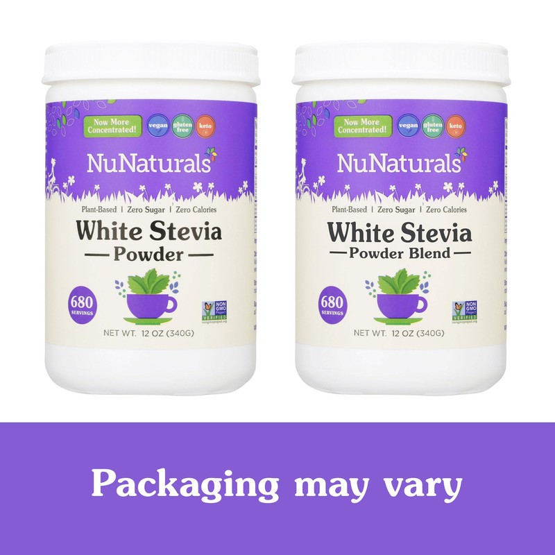 NuNaturals White Stevia Powder Blend, Plant-Based Sugar Substitute, Zero Calorie