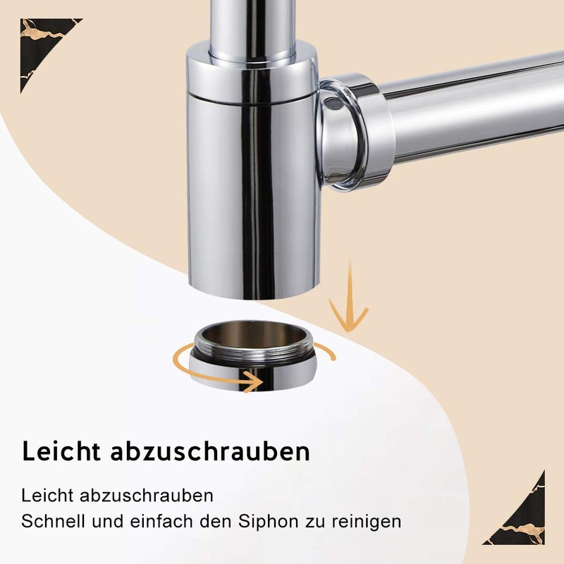 Sink Siphon, Chrome & Black