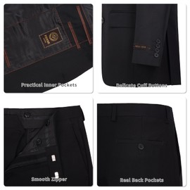 AMY ZHU Men's Classic Fit 2 Piece Suit – Suit Jacket & Dress Pants 2 Button for Business Wedding Prom Black