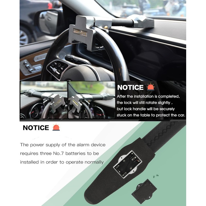 Steering Wheel Lock with Alarm,Steering Lock,Heavy Duty Car Anti-Theft Device