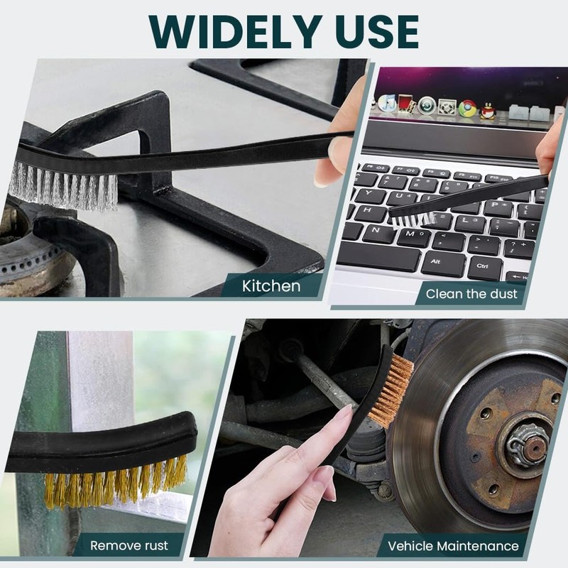 8 Piece Wire Brush Set, Stainless Steel Brush, Small Brass