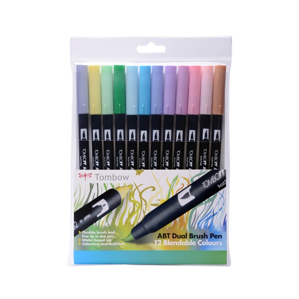 Tombow ABT Dual Brush Pen - Pastels Colours (Pack of 12)