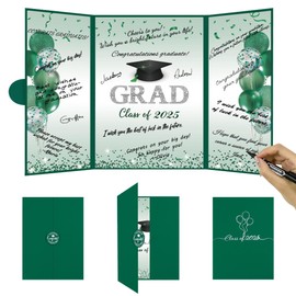 DARUNAXY Green Graduation Party Decorations, Class of 2025 Congratulations Graduates Alternative Signature Guest Book for Men Women Happy Graduation Gifts Congrats Grad Party Signing Card Board