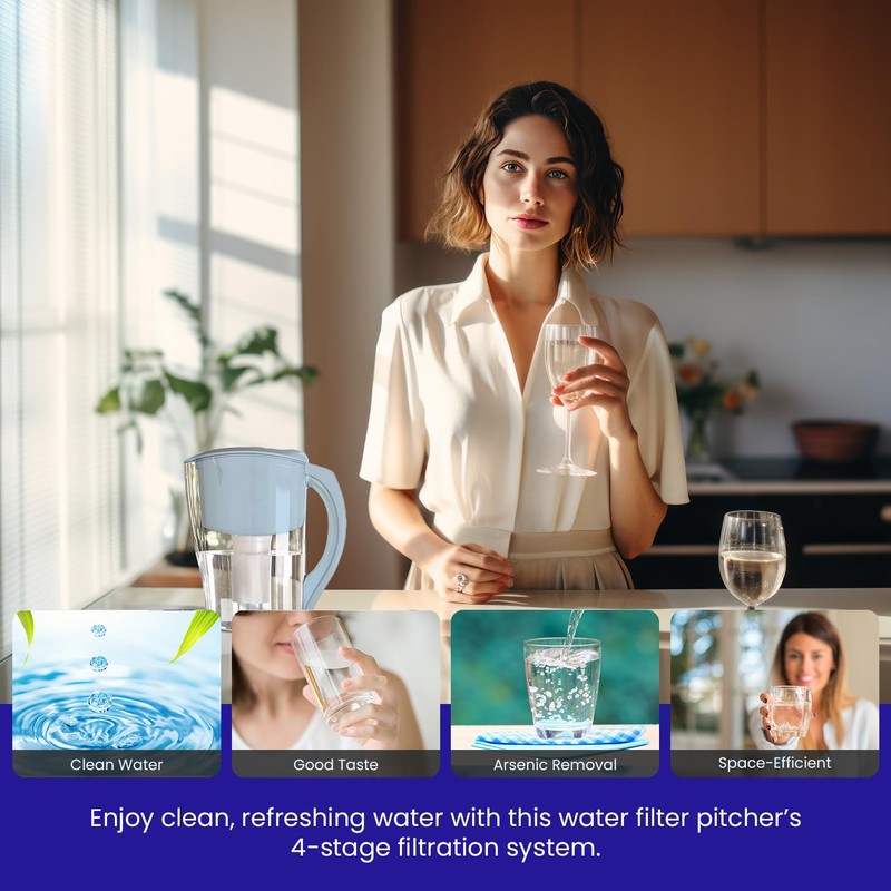 Crystal Quest Water Filter Pitcher - 12-Cup Capacity, Includes 1