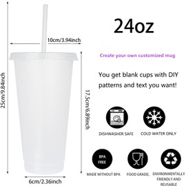 Yisituo 24 oz Reusable Plastic Cups, 10 Pack Cold Cups with Lid and Straw, Tumblers Travel Mugs for Adults and Kids Party and Beach, Pool Gatherings (10, Transparent)