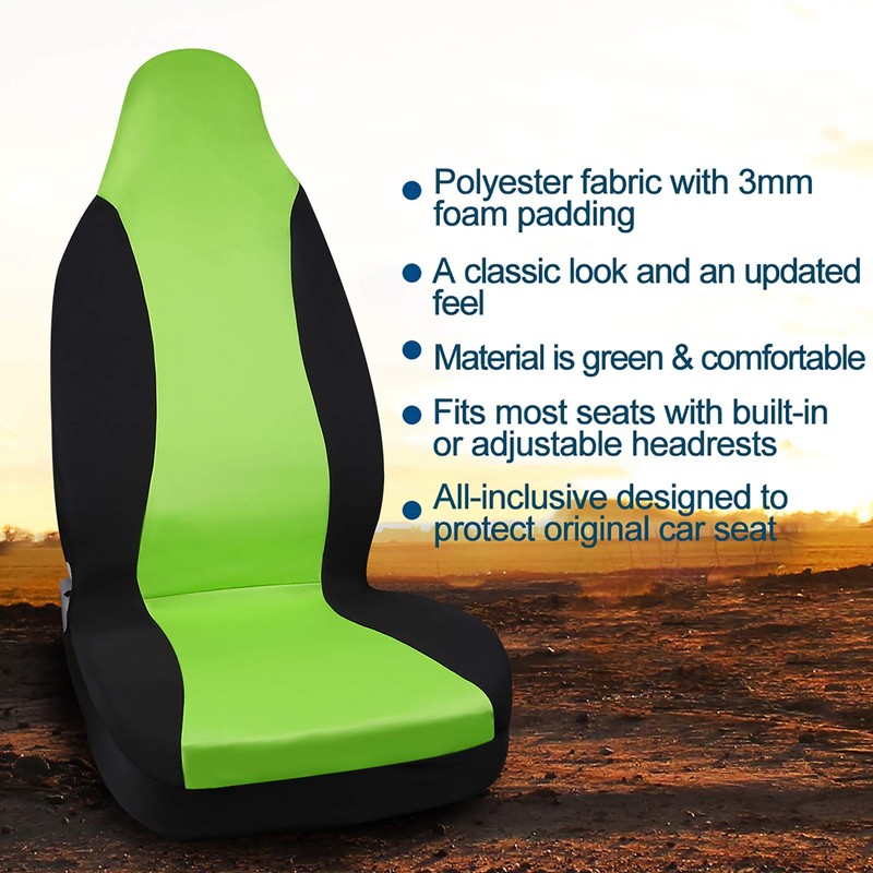 sourcingmap High Back Bucket Auto Car Seat Cover,Polyester, Green
