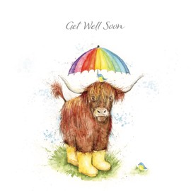 Twizler Get Well Soon Card Highland Cow - Get Well Card - Get Well Soon Cards for Women or Men