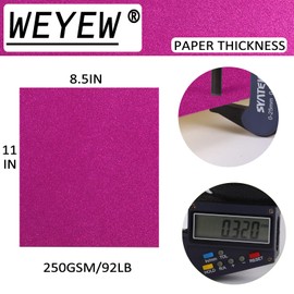 Rose Gold Glitter Cardstock 8.5 x 11 Thick Paper, 24 Sheets Heavy Shimmer Cardstock for Scrapbook, Crafts, DIY,Birthday, Wedding Party Decor 92 lb/250 gsm