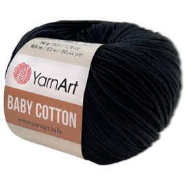 Frida's Wollhaus YarnArt 50 g Baby Cotton Wool Cotton Acrylic Crochet Yarn Knitting Yarn 55 Colours (460 | Black)