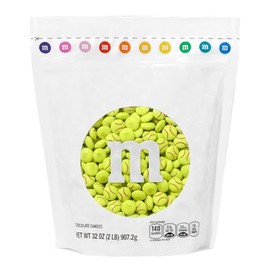 M&M’S WORLD Softball Milk Chocolate Candy - 2 lbs of Bulk Chocolate Candy With An Electric Green with Red Stitching Design, For Softball Parties, Game Days, and More