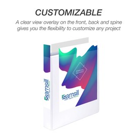 Samsill Economy 3 Ring View Binder, 1.5 Inch Round Ring – Holds 350 Sheets, PVC-Free / Non-Stick Customizable Cover, White, 12 Pack