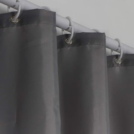 UFRIDAY Dark Gray Shower Curtain with White Mesh Top Window, Heavy Duty Fabric Bathroom Curtain Set with Weighted Bottom Hem, Water Repellency and Easy Care, 72x84 Inches, Extra Long