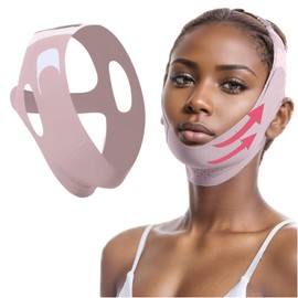 GGUFAY Wiederverwendbarer Chin Strap,V-förmiges Kinn Gesichtsstraffungsband,Face-Lifting Maske für Frauen,Gesichtslifting-Verband,Hellrosa