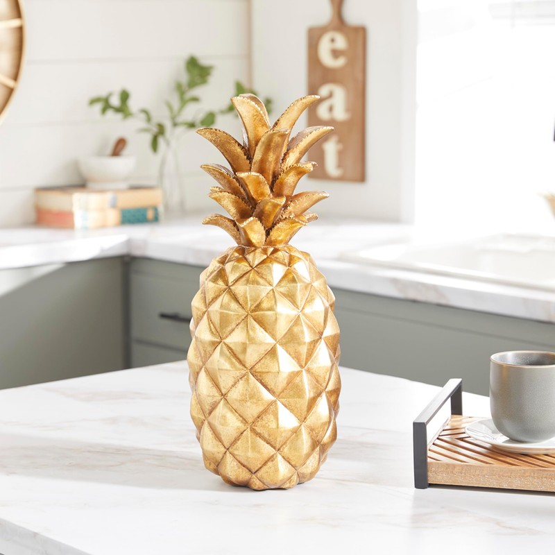Deco 79 Polystone Fruit Decorative Sculpture Pineapple Home Decor Statue,