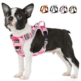 Lukovee No Pull Dog Harness, No Choke Pet Harness with 2 Leash Clips and Easy Control Vertical Handle, Adjustable Soft Padded Dog Vest for Small, Medium and Large Dogs (Medium, Camouflage Pink)
