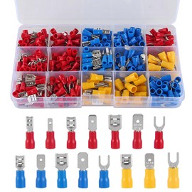 330PCS Electrical Crimp Connectors Kit 15 Types Male Female Spade Ring Fork Terminals 2.8mm 4.8mm 6.3mm Wire Connectors for Electrical Wiring
