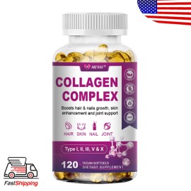 MENXI Collagen Complex Capsules Collagen Peptides Types I, II, III, V, X Anti-aging