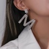 Rhinestone Initial Dangle Stud Earrings for Women Girls Sparkling Crystal