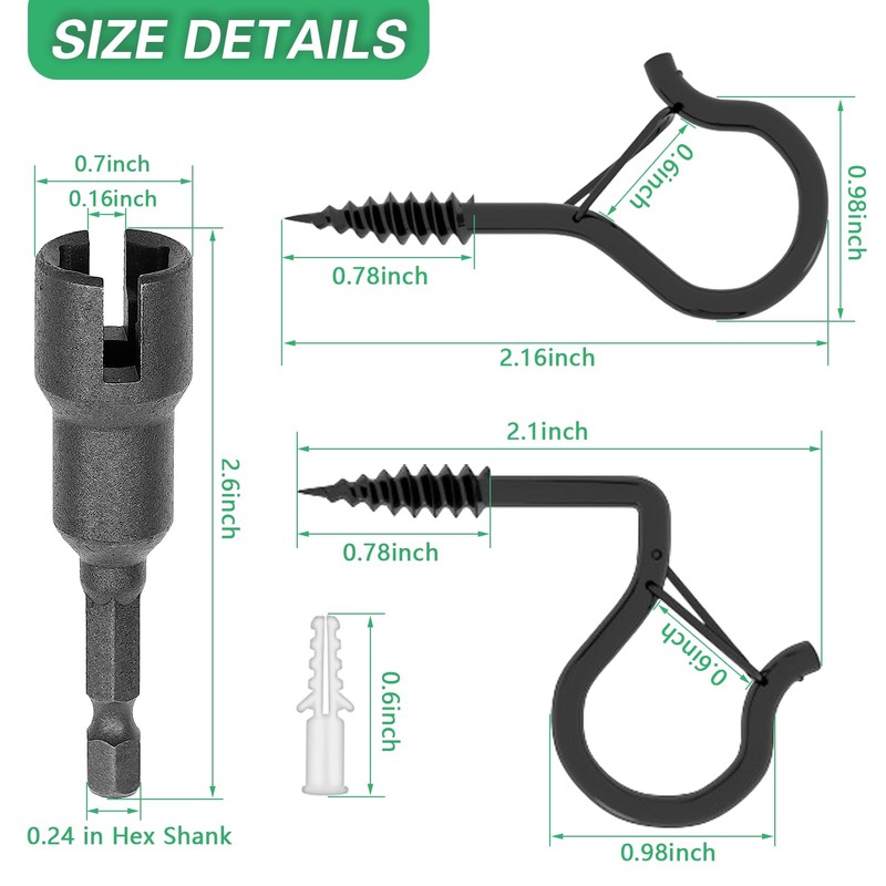 BIAHOTUR 21 Pack Q-Hanger Hooks, Screw Hooks Outdoor String Lights,