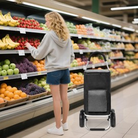 2 in 1 Foldable Shopping Cart, 330lbs Heavy Duty Utility Wagon for Grocery Shopping, Deliveries, Camping & Laundry, Waterproof Collapsible Hand Truck with All-Terrain Wheels and Brake