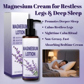 Magnesium Cream for Restless Legs & Deep Sleep, Intense Moisturiser with Lavender Oil for Muscle Relief & Night Time Calm, Non-Greasy Body Lotion for Women & Men, Magnesium Sleep, 100ml