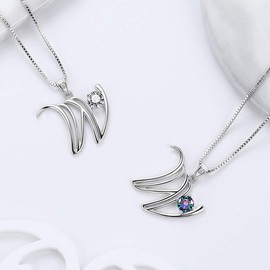 Aurora Tears Letter W Necklaces 925 Sterling Silver Cubic Zirconia Alphabet Initial W Pendant Jewellery Gifts for Women and Girls DP0166W