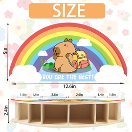 LUKIUP Rainbow Capybara Pen Holder Children, Pen Holder Wood/Pen Holder Desk, Desk Accessories Children, for Desk, Office Organiser, Pen Organiser Children