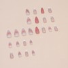 24Pcs Pink Press on Nails Medium Almond Nails French Tip