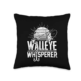 Hilarious ordinary Fisherman Tees Funny Walleye Whisperer Design Throw Pillow, 16x16, Multicolor