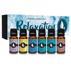 Relaxation Gift Set of 6 Premium Grade Fragrance Oils - Lavender Chamomile, Ylang Ylang, Mountain Rain, Ocean Breeze, Eucalyptus, Sandalwood - 10Ml - Scented Oils