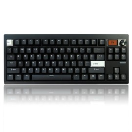 Cmokifuly GMK87 TKL Mechanical Keyboard,Tri-Mode Linear Switches PBT Keycaps 85 Keys+Rotary Knob+TFT-LCD Screen Hotswap Gasket Mounted,VIA Programmable RGB Gaming Keyboard (Black, Brown Switch)