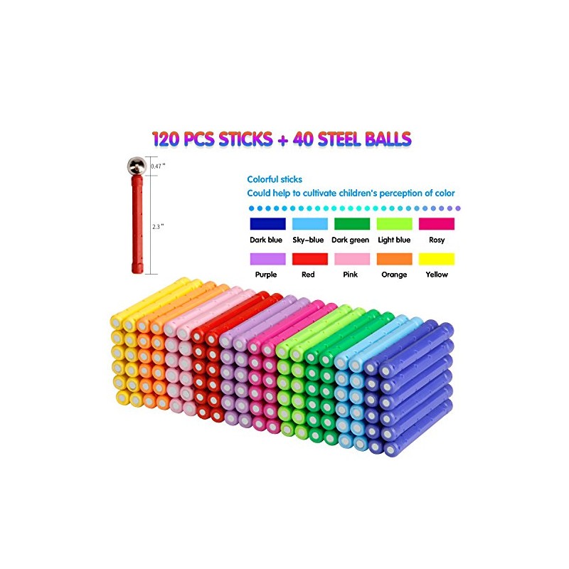 160 Pcs Magnet Building Sticks Kids Toys, Lengthen Magnetic Construction