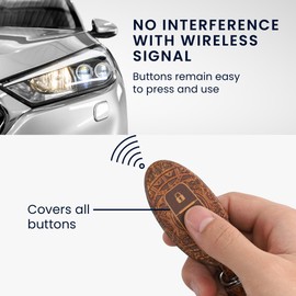 kwmobile Car Key Case Compatible with Nissan 3-Button Car Key - Faux Leather Protective Key Case Cover