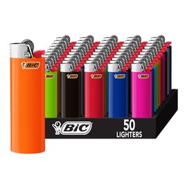 BIC Classic Lighter, Assorted Colors, 50-Count Tray, Up to 2x the Lights (Assortment of Colors May Vary)