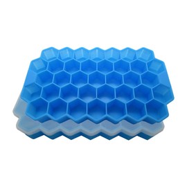 Gadgetime USA 2 pack Honeycomb ice tray with Cover - Fun Shaped Mold for Freezer, Cocktails - Stackable, BPA & Odor Free - Silicone - Blue