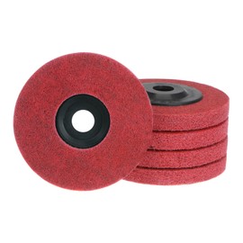 QUARKZMAN Pack of 5 Nylon Fibre Polishing Wheel 4 x 5/8 Inch Sanding Discs Grinding Buffing Disc 240 Grit 9P Non-Woven Fabric Sanding Polishing Wheel for Angle Grinder Red