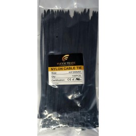 Cable Ties Black 200mm x 4.8mm Pack of 100 UV Resistant High Tensile Strength Cable Ties