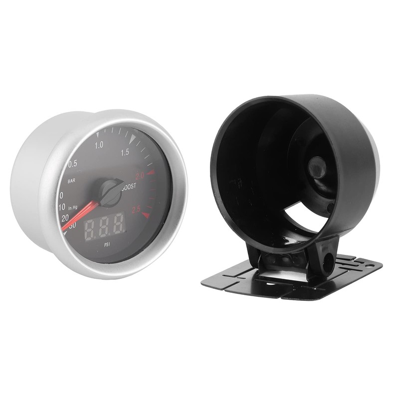 Aramox Turbo Pressure Gauge, 60mm/2.5in 12V Universal LED Car Turbo
