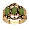 PalmBeach Yellow Gold-plated Antiqued Oval Shaped Genuine Green Jade 3-Stone