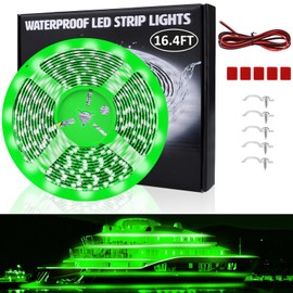 Yeenoon LED Boat Lights 32.8ft (2 Rolls of 16.4ft), LED Strip Lights, Waterproof Interior Light, Pontoon, Kayak, Cabin, Deck, Navigation Lights (Green)