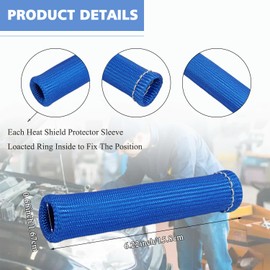 8Pcs 2500° Degree Spark Plug Wire Boots Heat Shield Protector Sleeve Cover Compatible with SBC BBC 350 454,6 Inch, Blue