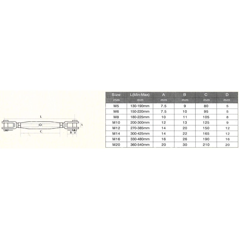 Sunload Shroud Tensioner with Two Fixed Forks, Stainless Steel AISI