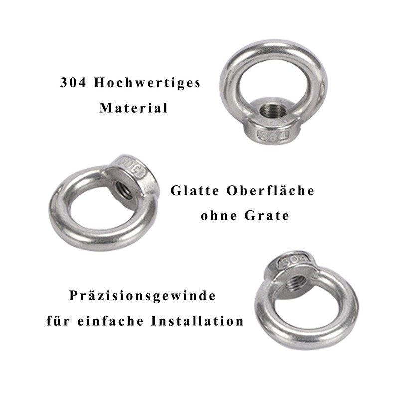 Lashua Ring Nut M6, 10 Pieces 304 Stainless Steel Ring