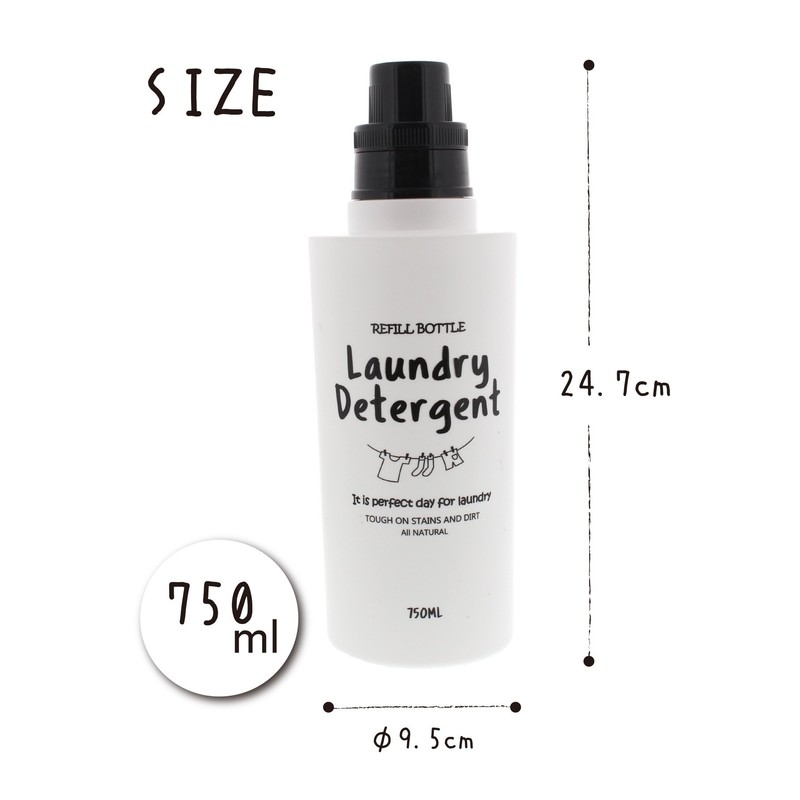 Living 805245 Laundry Bottle, Refill Bottle, White, 25.5 fl oz