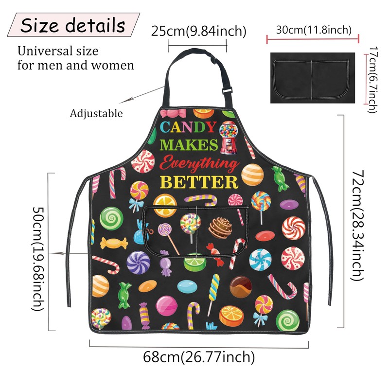 JXGZSO Sweet Candy Apron Candy Makes Everthing Better Apron With